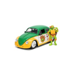 Volkswagen Beetle Ninja Turtles W/Michelangelo Figure HOLLYWOOD RIDES 1959 - Jada