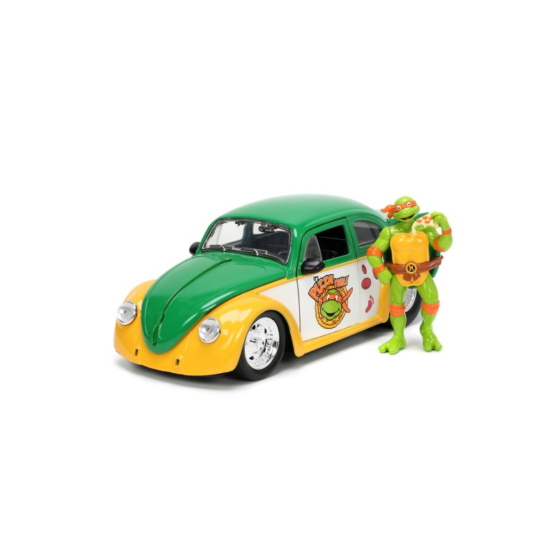 Volkswagen Beetle Ninja Turtles W/Michelangelo Figure HOLLYWOOD RIDES 1959 - Jada