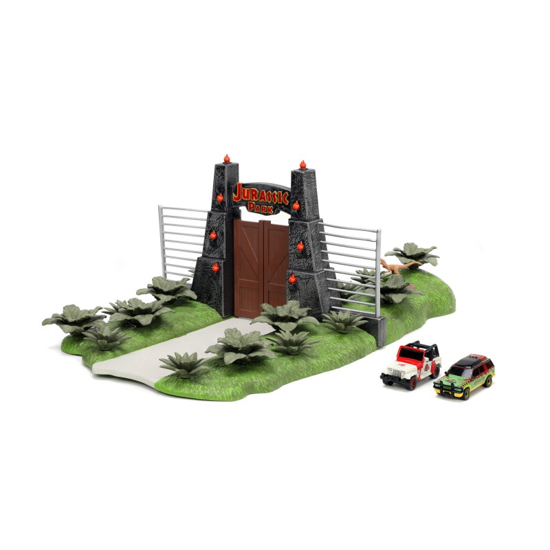 Jurassic Park's Entry W/2 Vehicles HOLLYWOOD RIDES - Jada Jurassic Park's Entry W/2 Vehicles HOLLYWOOD RIDES - Jada