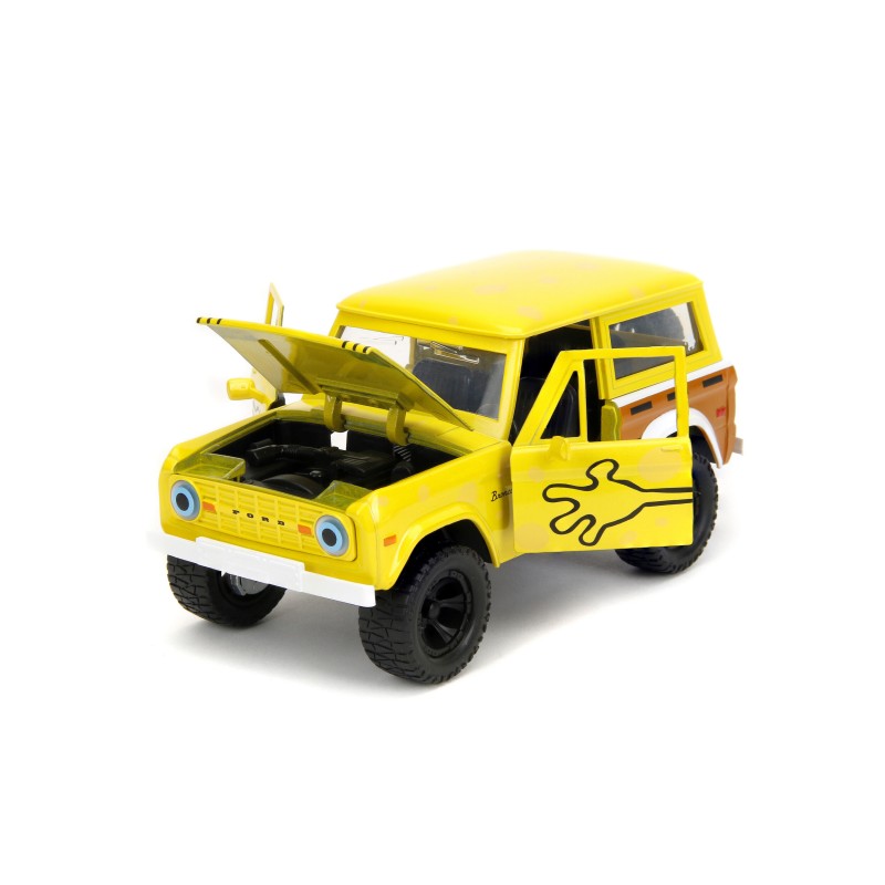 Ford Bronco W/ Bob l'éponge figure HOLLYWOOD RIDES 1973 - Jada Ford Bronco W/ Bob l'éponge figure HOLLYWOOD RIDES 1973 - Jada