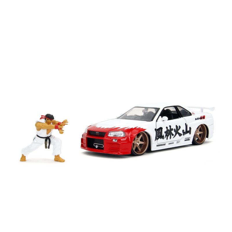 Nissan Skyline GTR R34 W/Ryu's figure HOLLYWOOD RIDES - Jada
